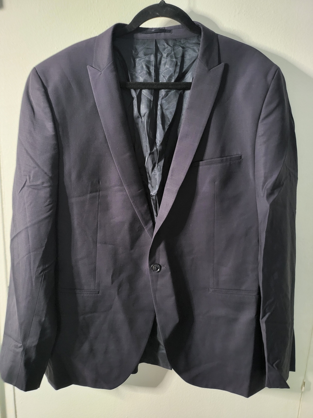 Men's Navy Single-Button Notch Lapel Blazer